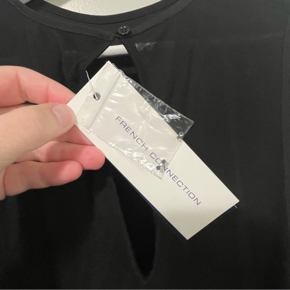 French Connection Black Sleeveless Sheer Front Rhinestone Blouse - Picture 7 of 9